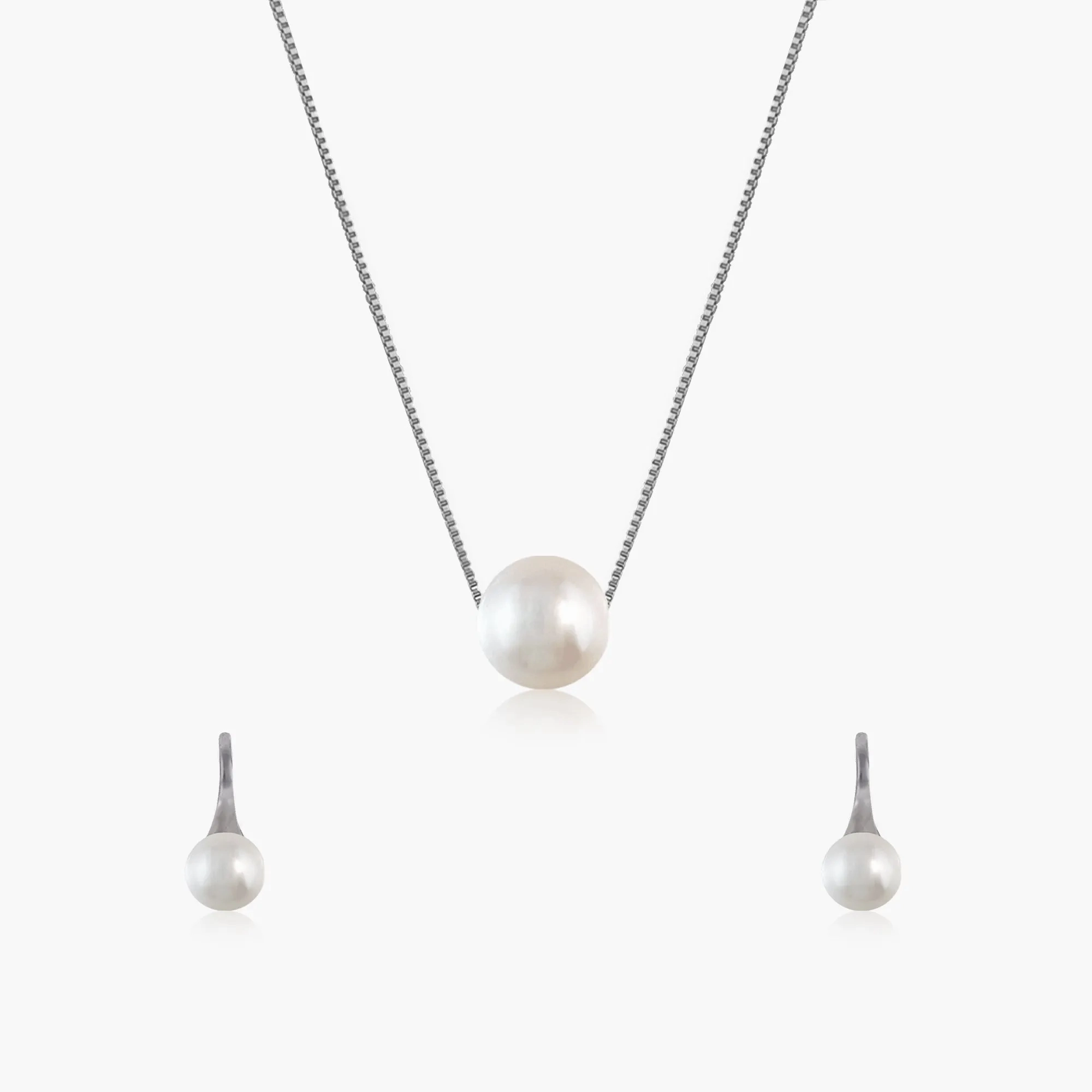Silver White Pearl Moon Set