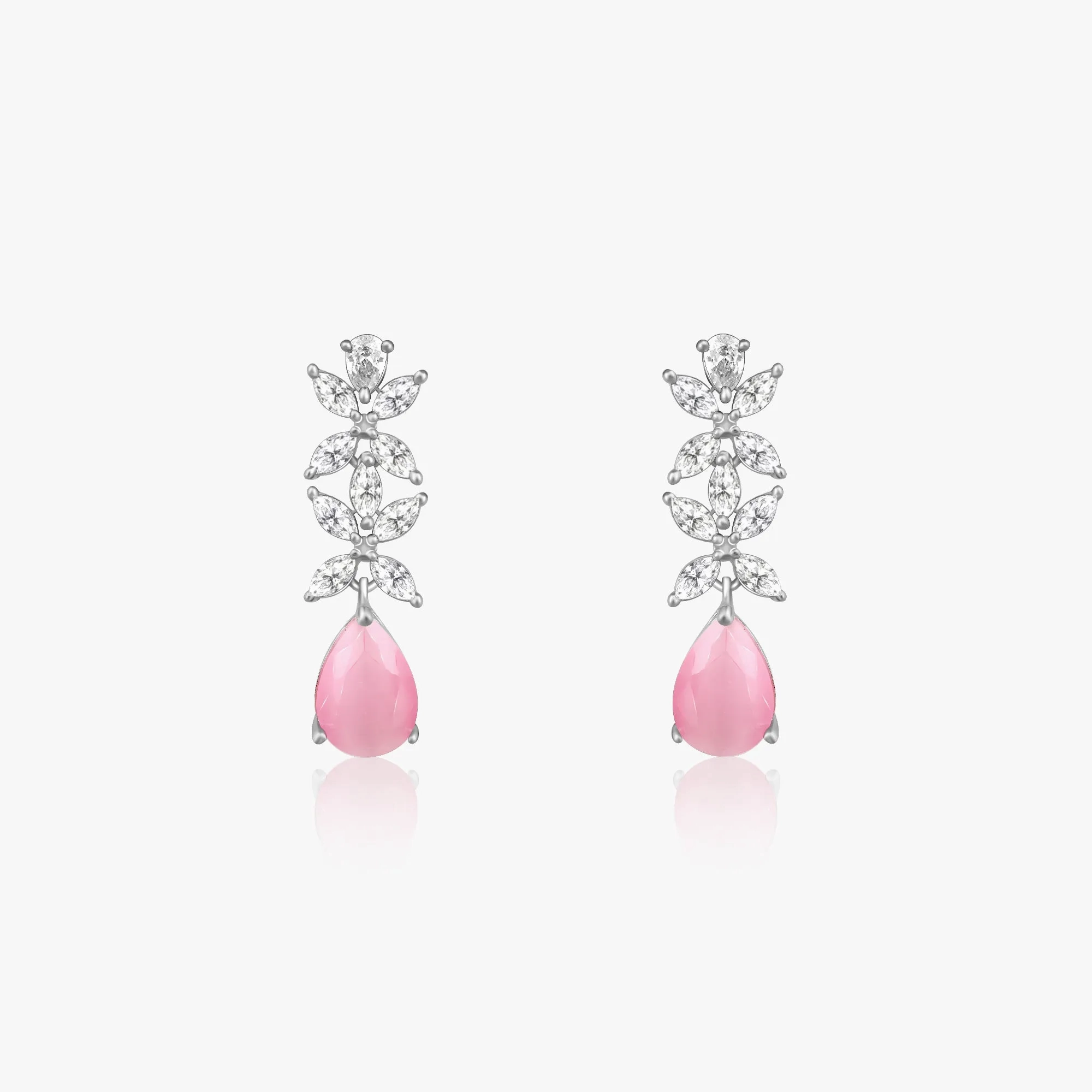 Silver Zircon Studded Magical Drop Earrings