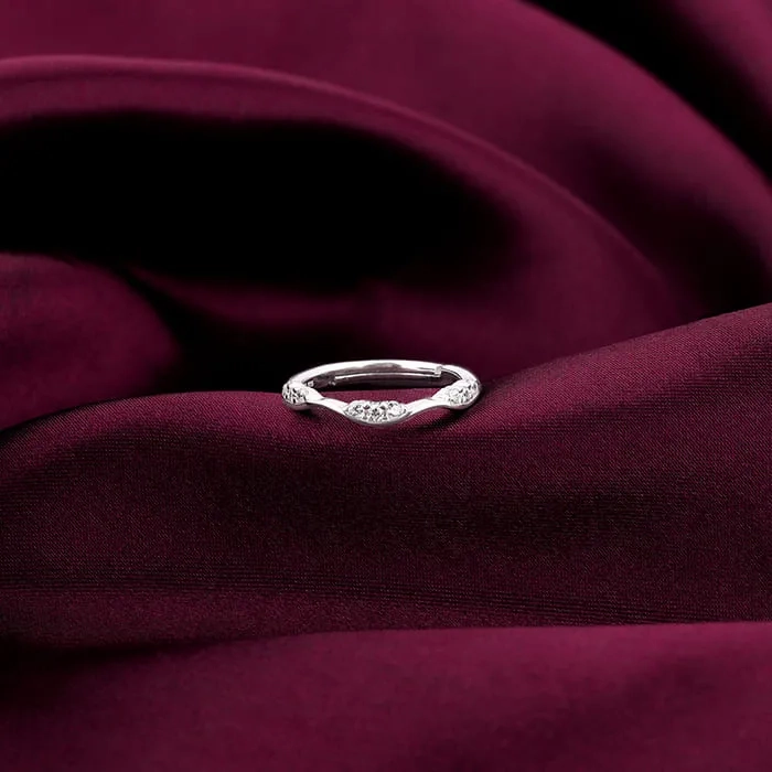 Silver Zircon Tune of Wave Ring
