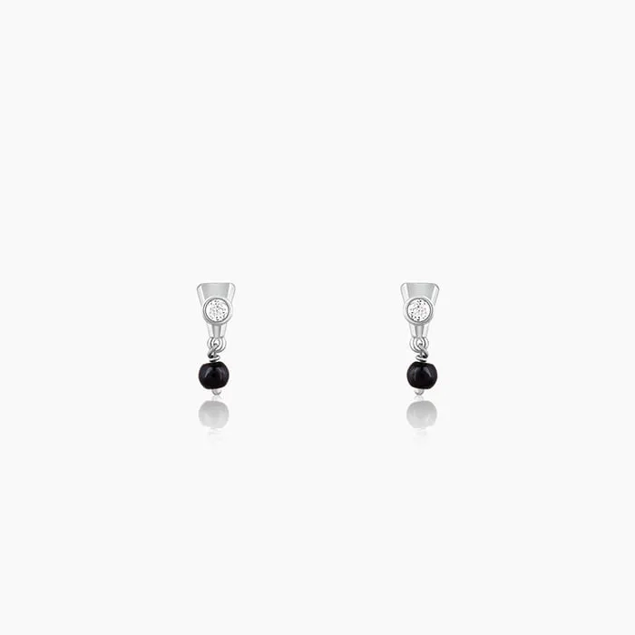 Silver Zirconia Noir Earrings