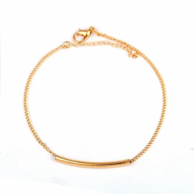 Simple Chain Anklet with U Tube Gold Color Ankle Bracelet New Fashion Summer Jewelry on Leg for Women Wholesale Price