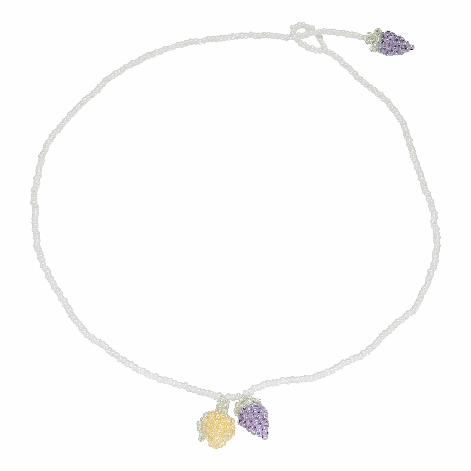 Simple Lemon and Grape Necklace Yellow and Purple Beads