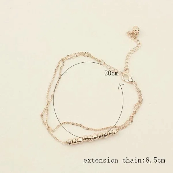 Simple Temperament Anklet Double Bells Beads Bead Chain Anklet Jewelry-860422