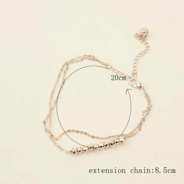 Simple Temperament Anklet Double Bells Beads Bead Chain Anklet Jewelry-860422