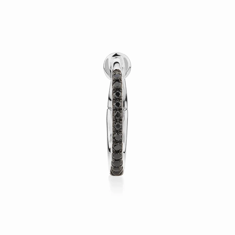 Single earring cuff with diamond simulants in 10 carat white gold and sterling silver