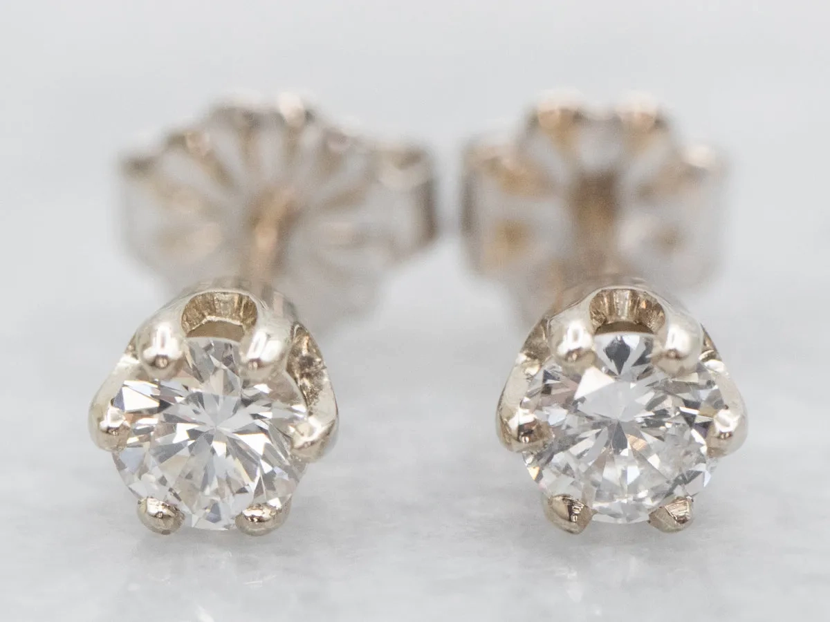Six Prong Diamond Stud Earrings