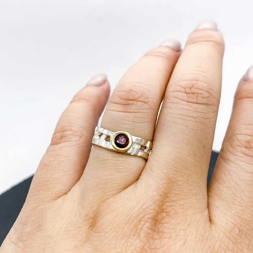 Skinny Woven Basket Citrine Bezel Ring