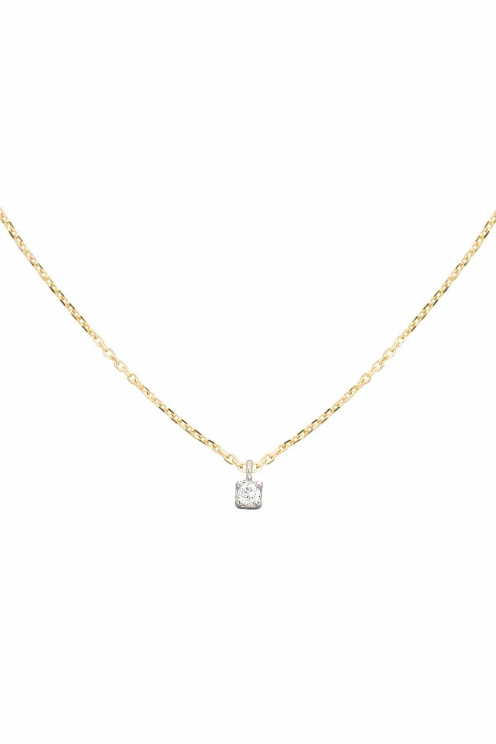 Small Minibox 18K Gold Necklace w. Diamond