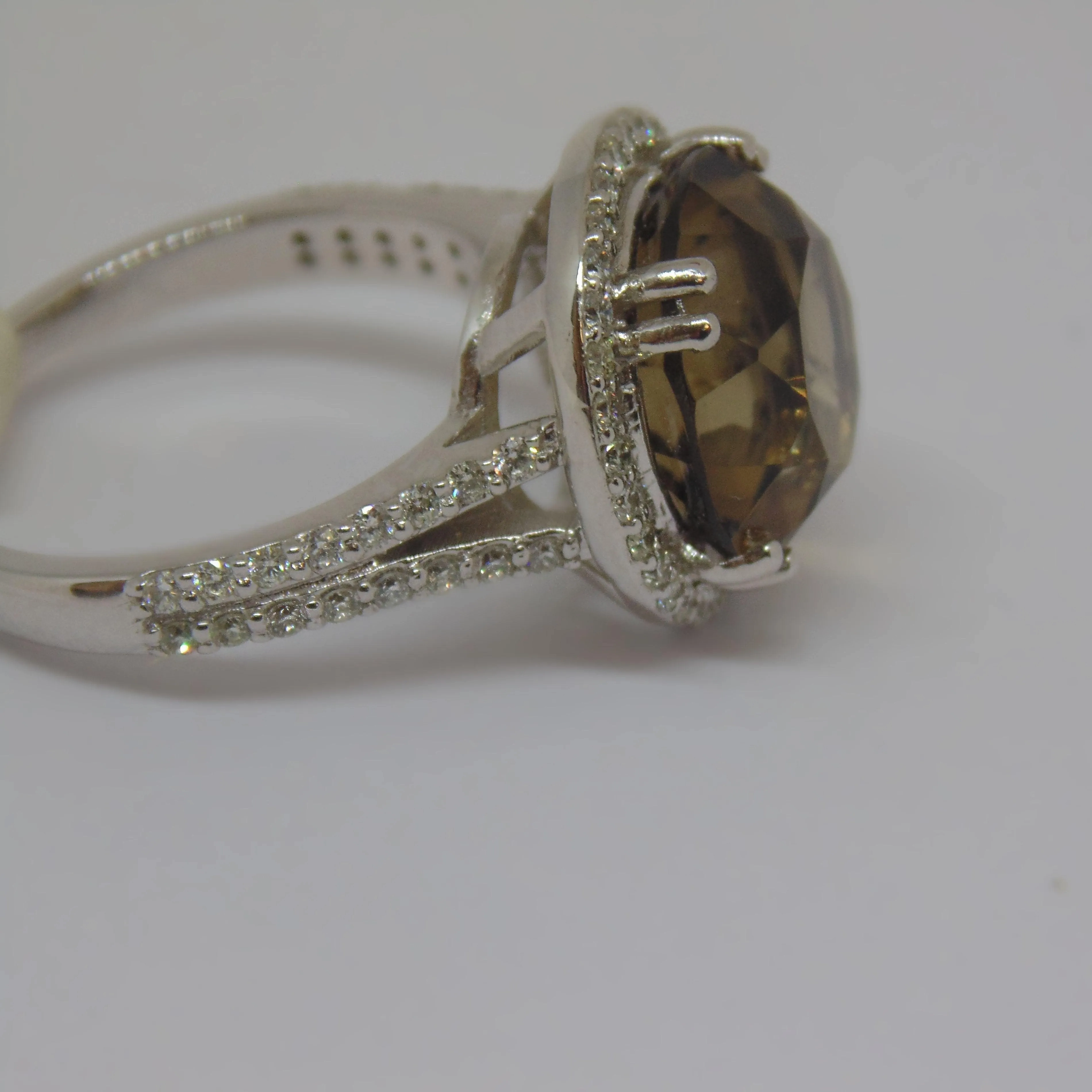 Smoky Topaz and Diamond Ring