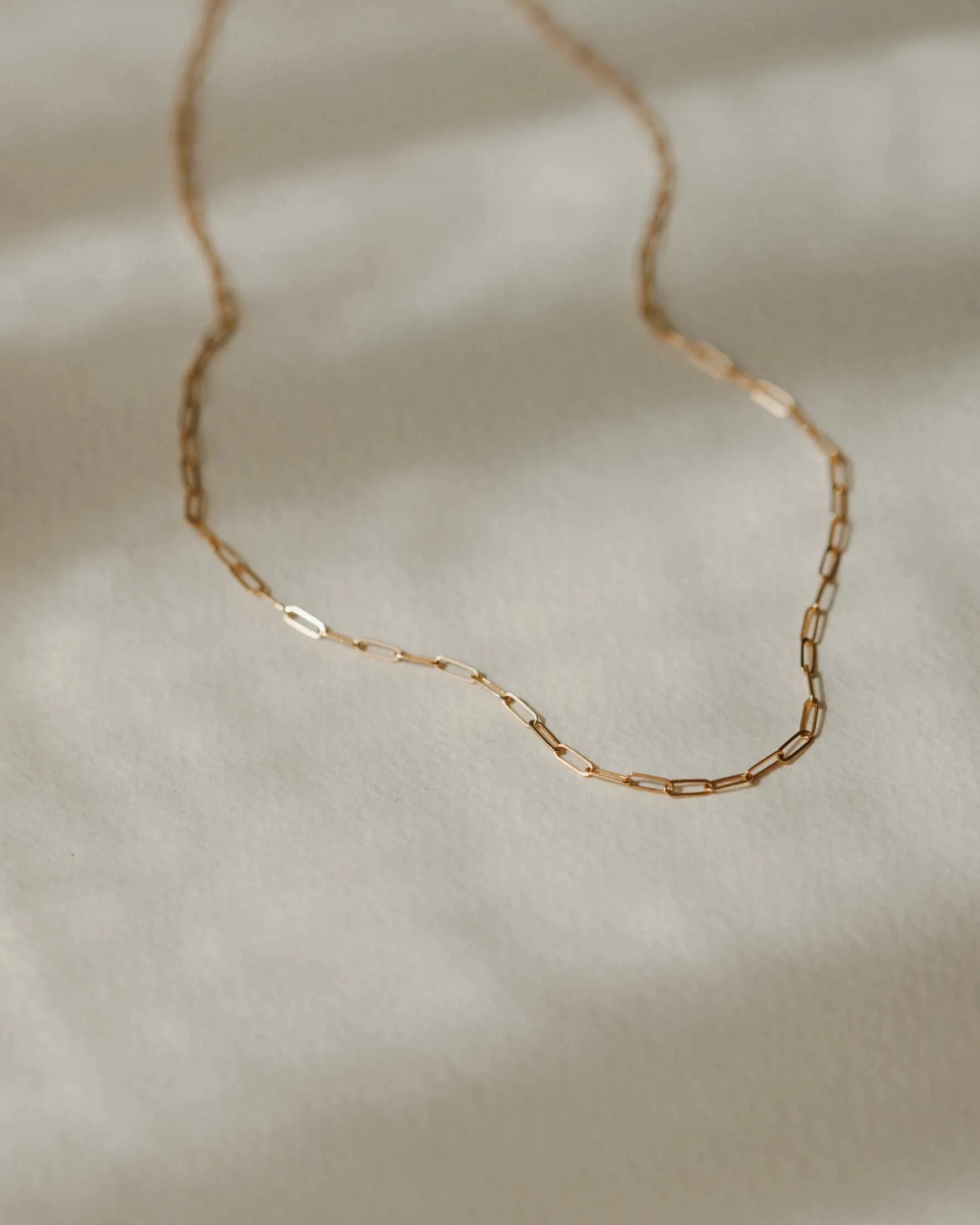 Solid Gold Dainty Paperclip Chain