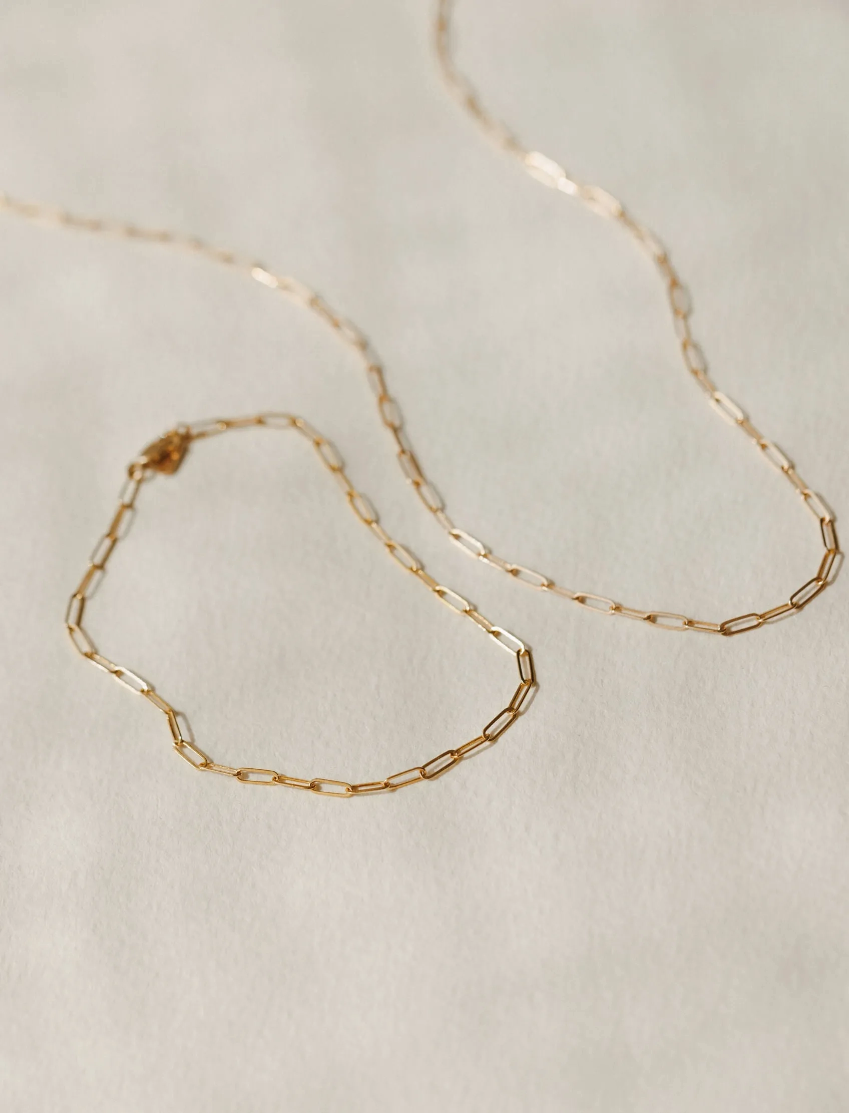 Solid Gold Dainty Paperclip Chain