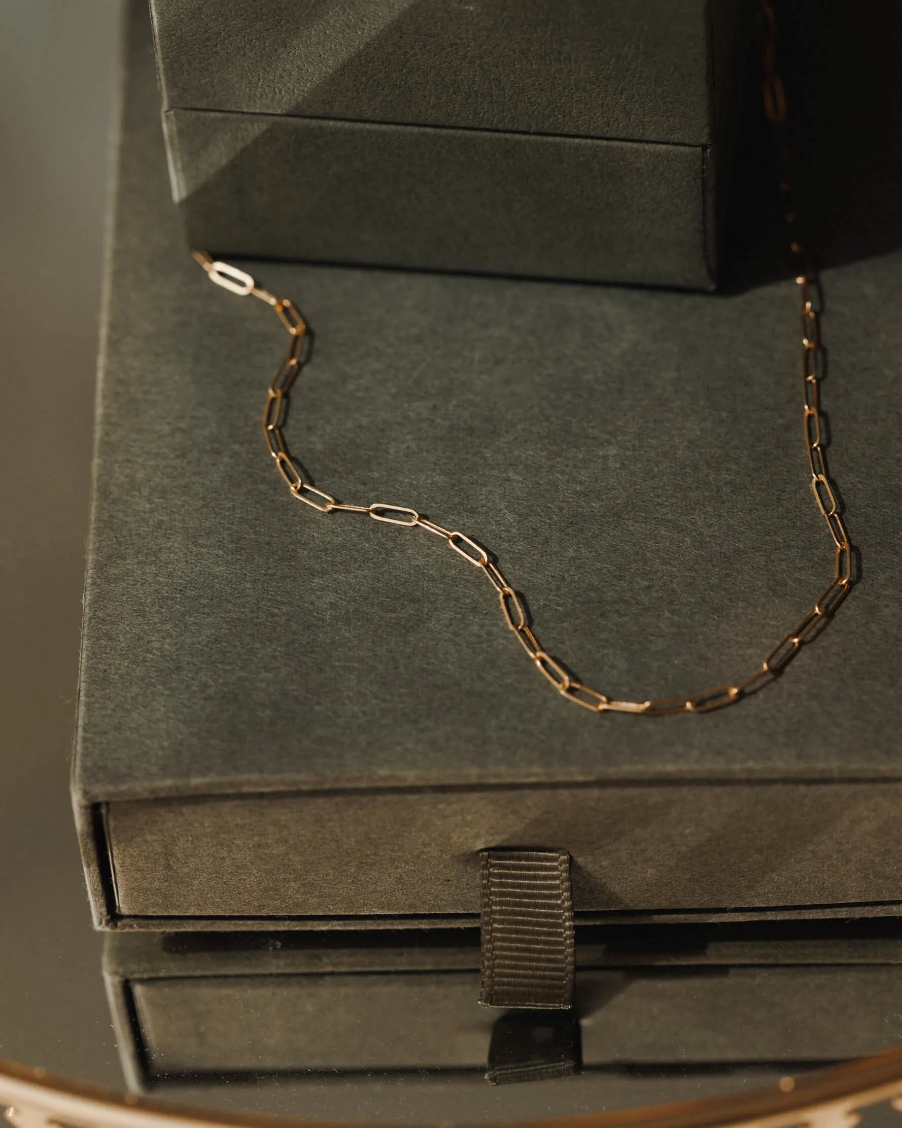 Solid Gold Dainty Paperclip Chain