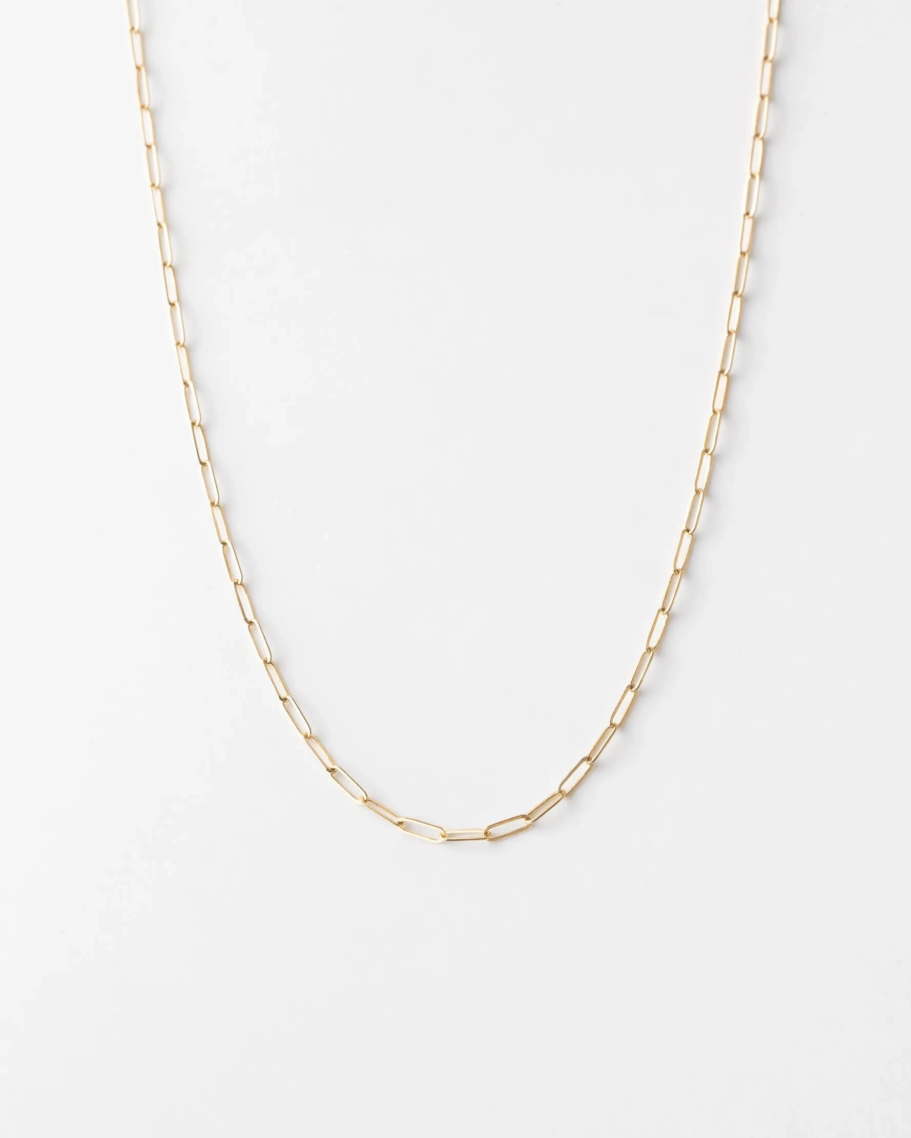 Solid Gold Dainty Paperclip Chain