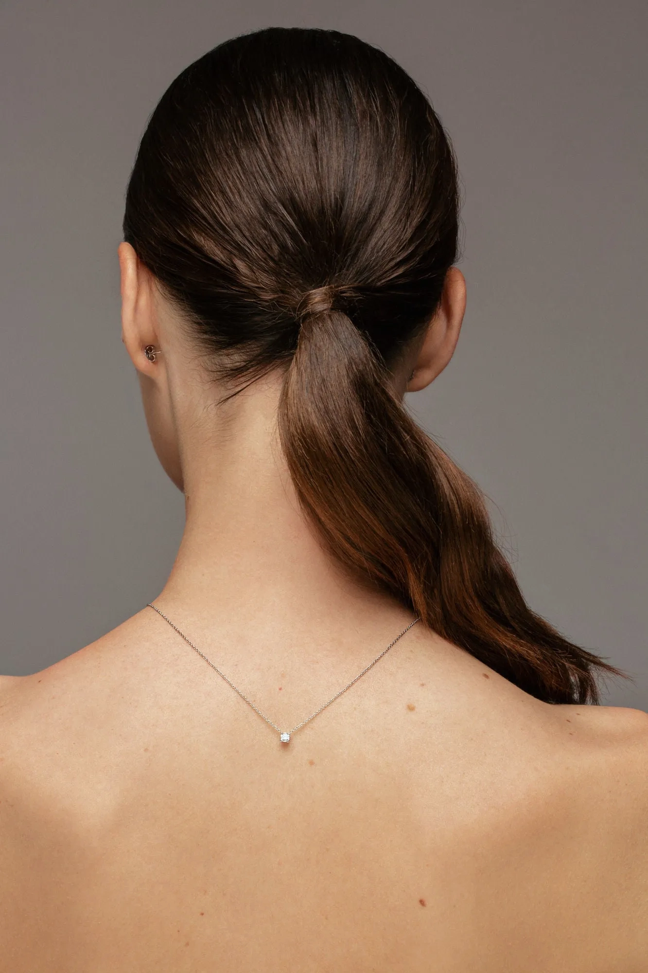 Solitaire 18K White Gold Necklace w. Lab-Grown Diamond