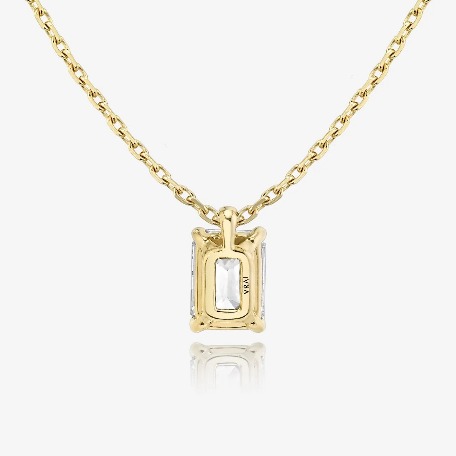 Solitaire Emerald 14K Gold Necklace w. Lab-Grown Diamond