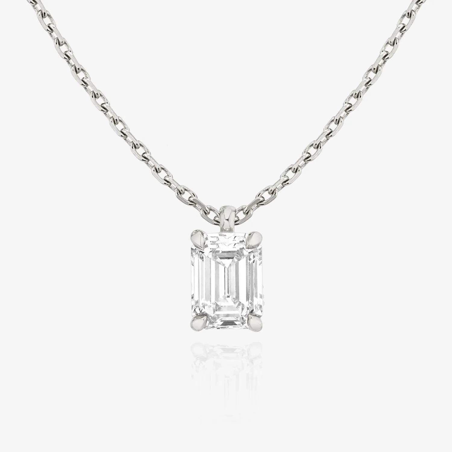 Solitaire Emerald 14K Gold Necklace w. Lab-Grown Diamond