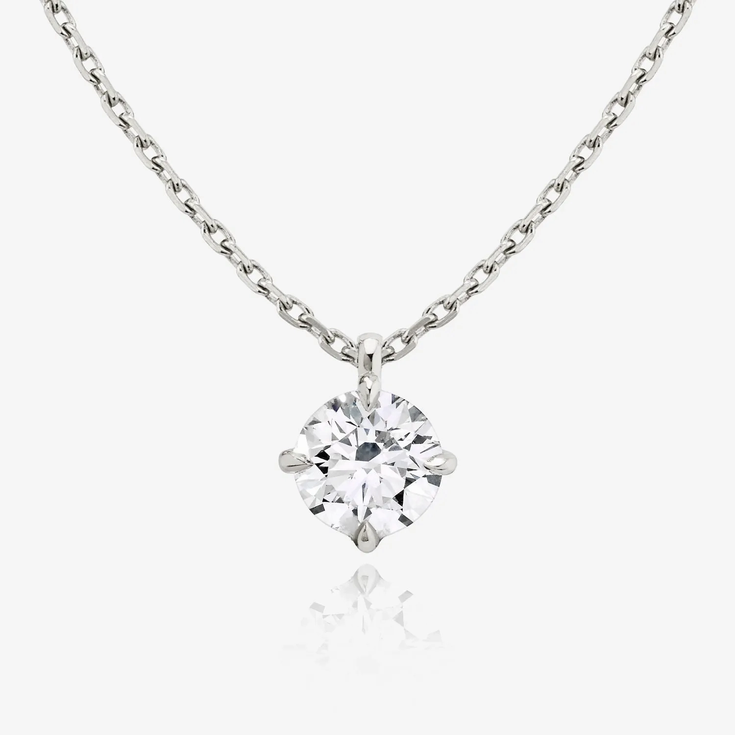 Solitaire Hanging Round Brilliant 14K Rosegold Necklace w. Lab-Grown Diamond