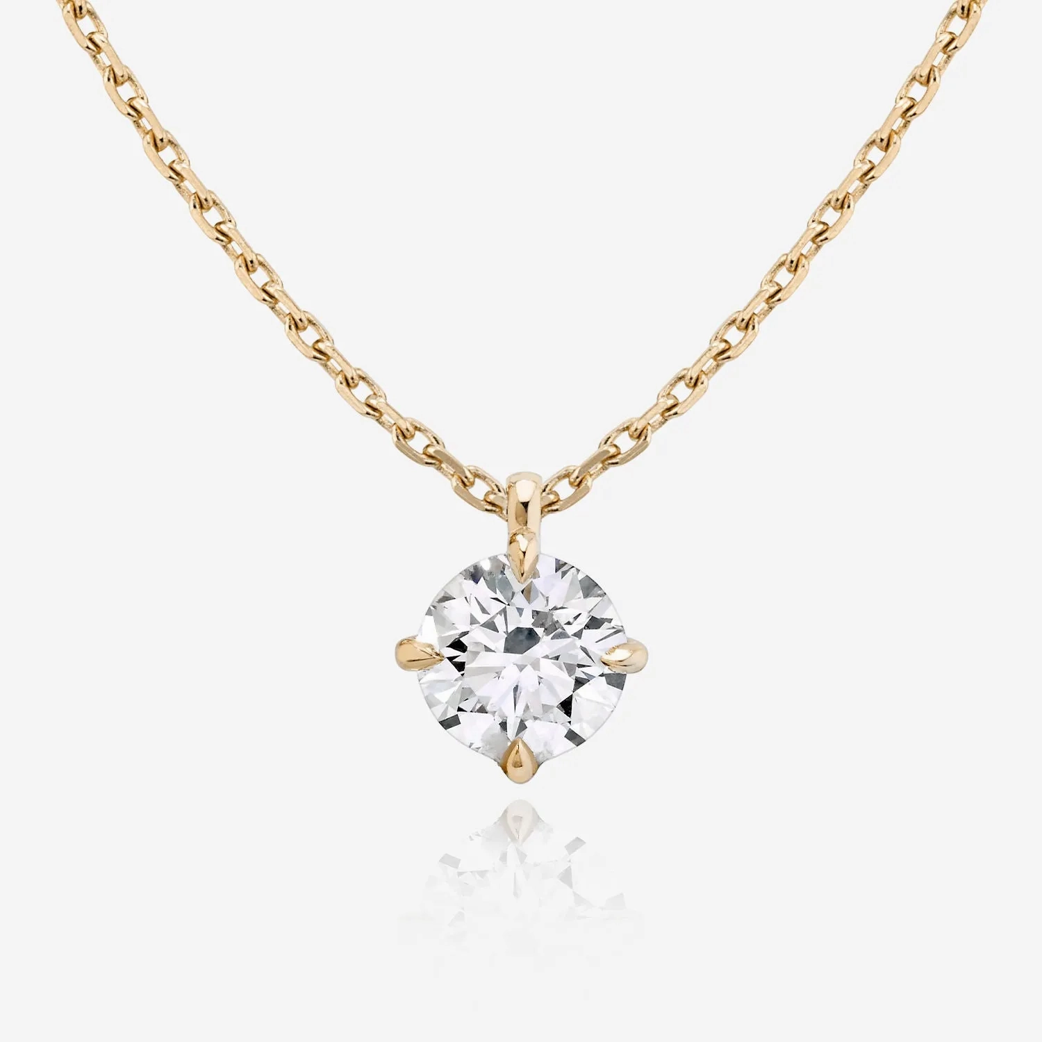 Solitaire Hanging Round Brilliant 14K Rosegold Necklace w. Lab-Grown Diamond