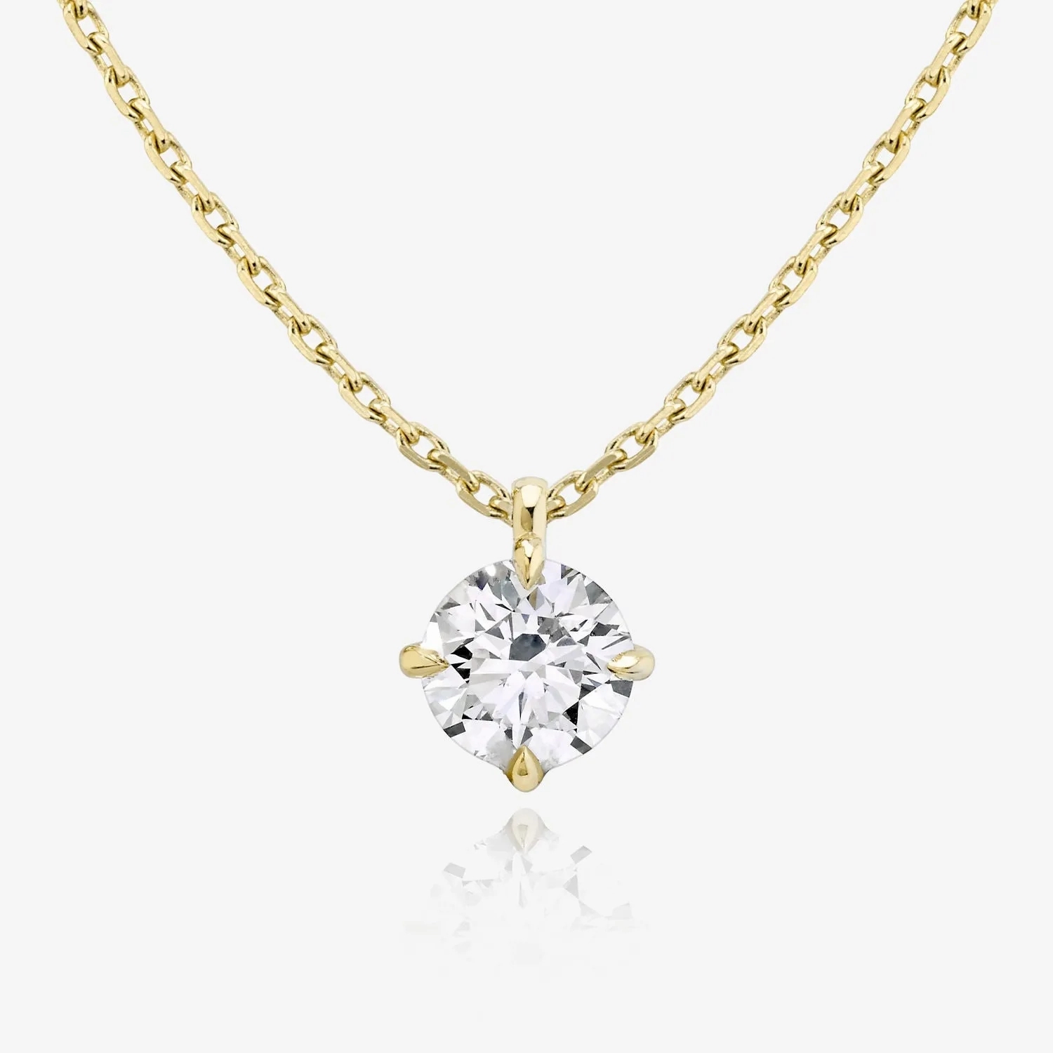 Solitaire Hanging Round Brilliant 14K Rosegold Necklace w. Lab-Grown Diamond