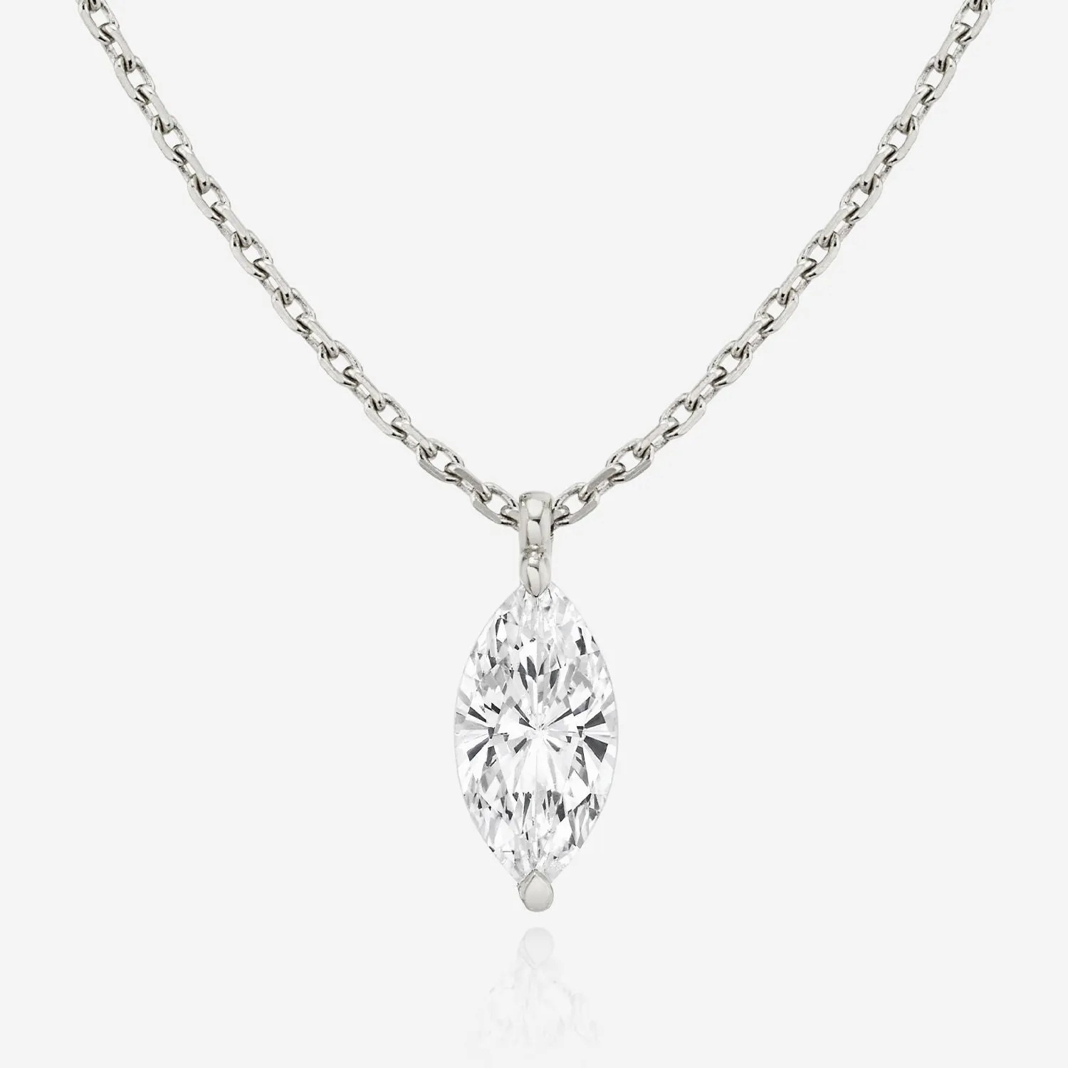 Solitaire Marquise 14K Rosegold Necklace w. Lab-Grown Diamond