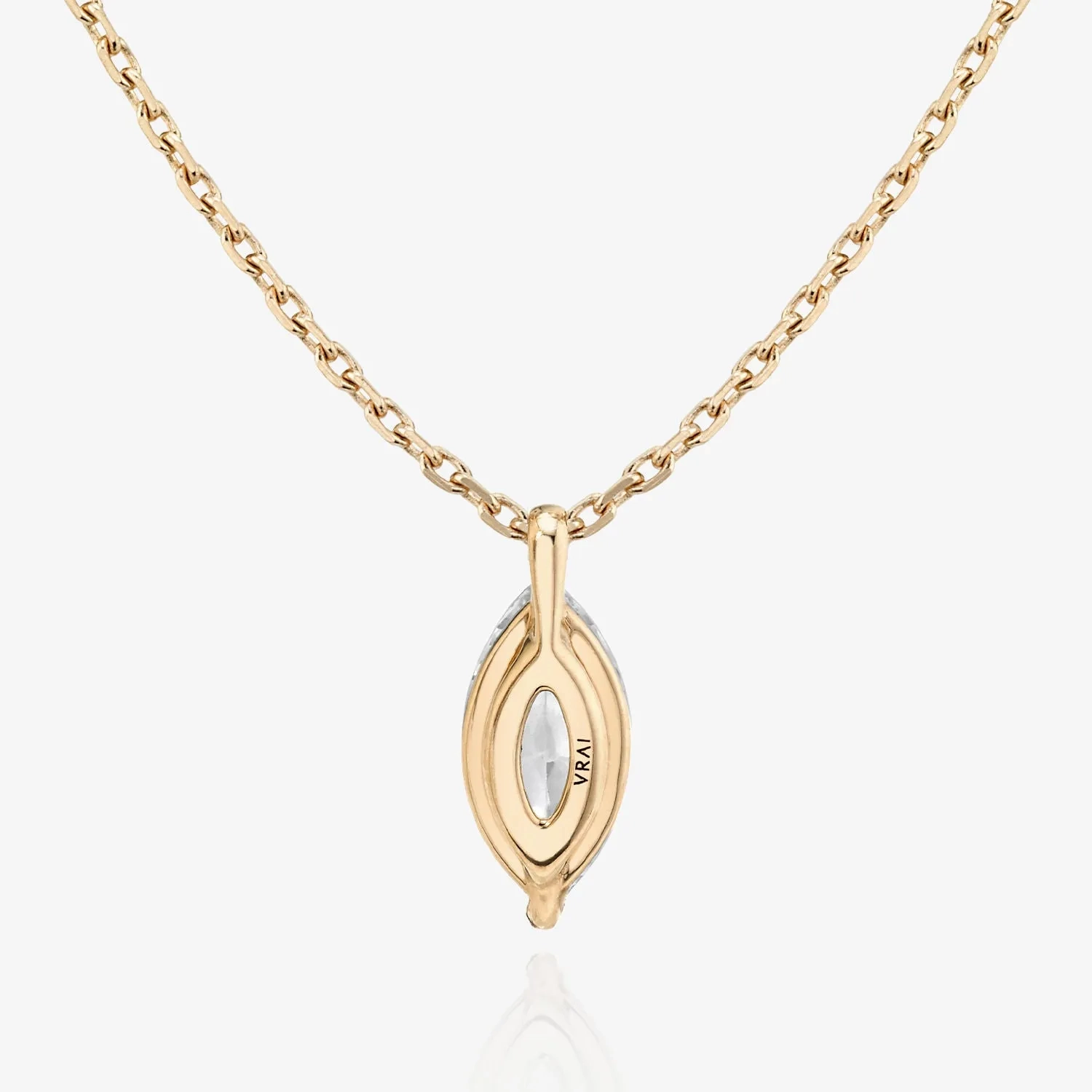 Solitaire Marquise 14K Rosegold Necklace w. Lab-Grown Diamond