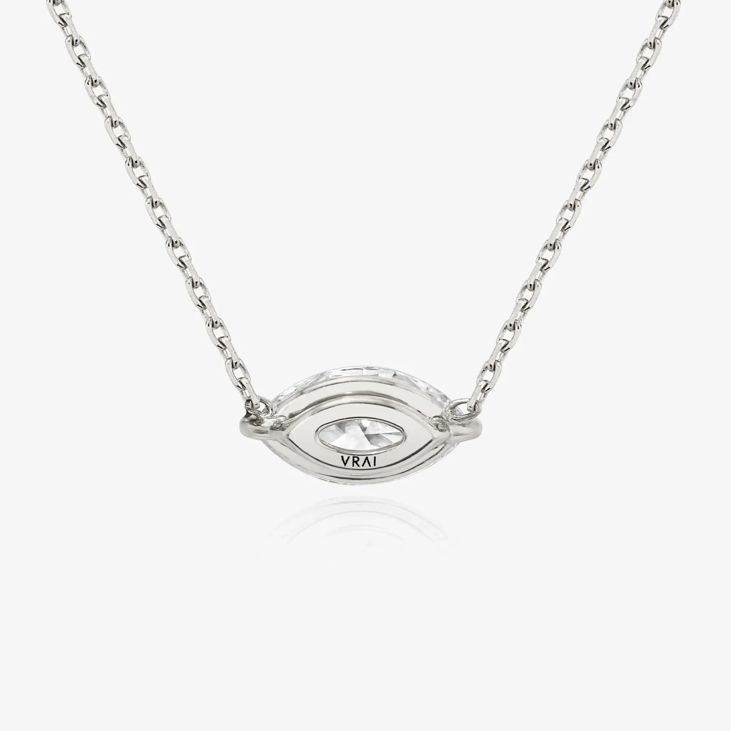 Solitaire Marquise 14K Whitegold Necklace w. Lab-Grown Diamond