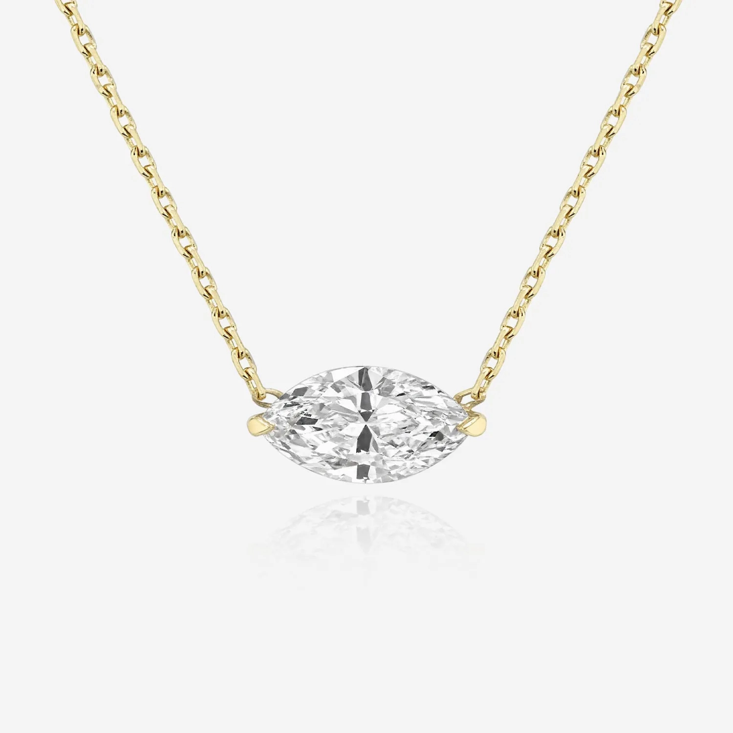 Solitaire Marquise 14K Whitegold Necklace w. Lab-Grown Diamond