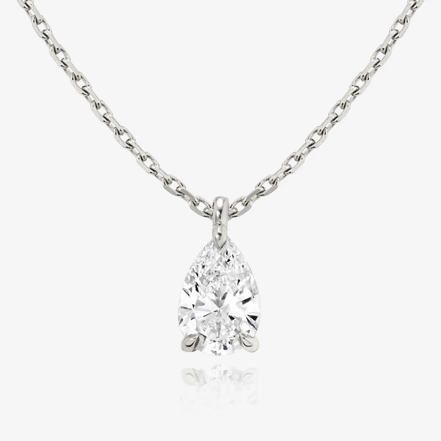 Solitaire Pear 14K Gold Necklace w. Lab-Grown Diamond