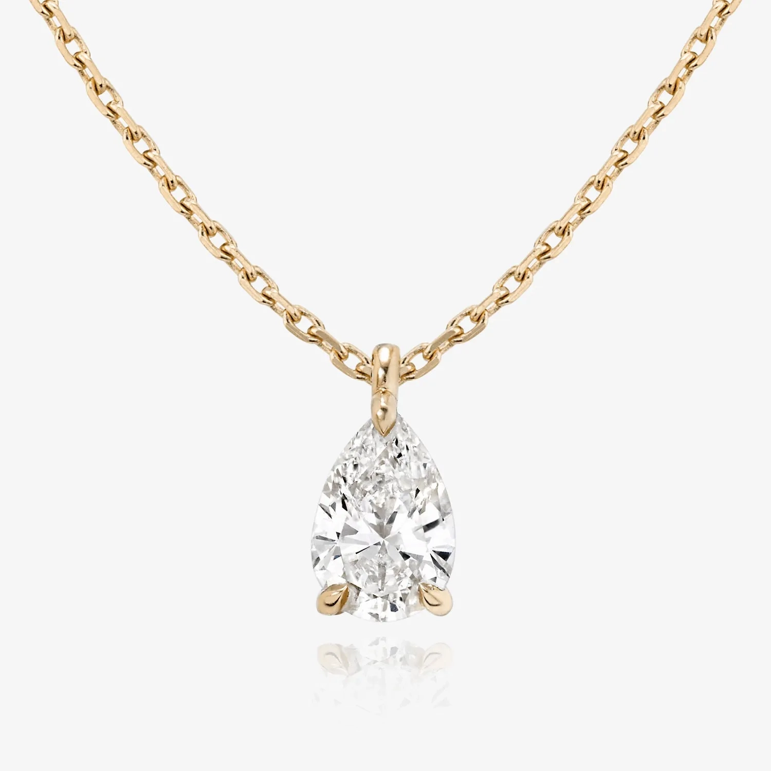 Solitaire Pear 14K Gold Necklace w. Lab-Grown Diamond