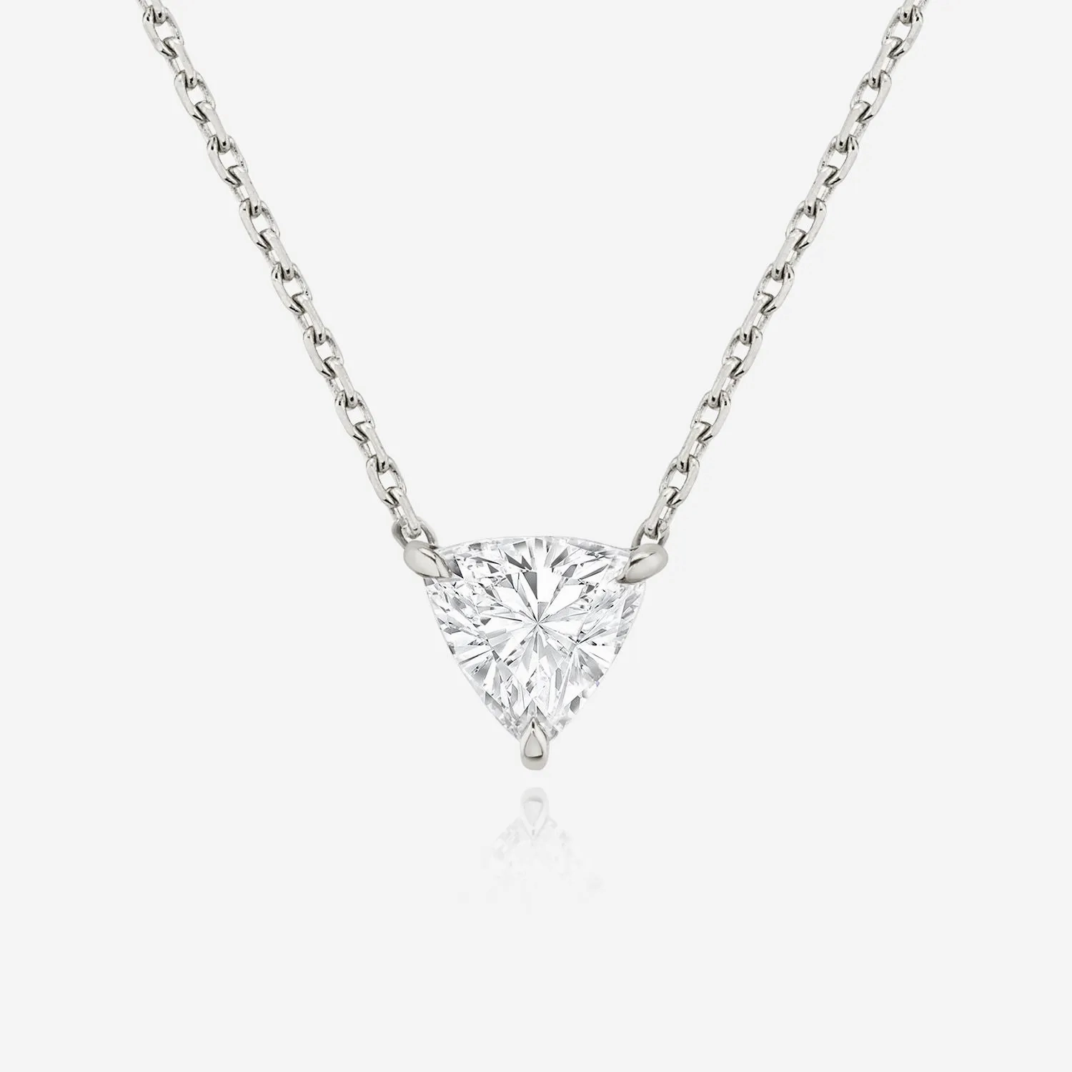 Solitaire Trillion 14K Rosegold Necklace w. Lab-Grown Diamond
