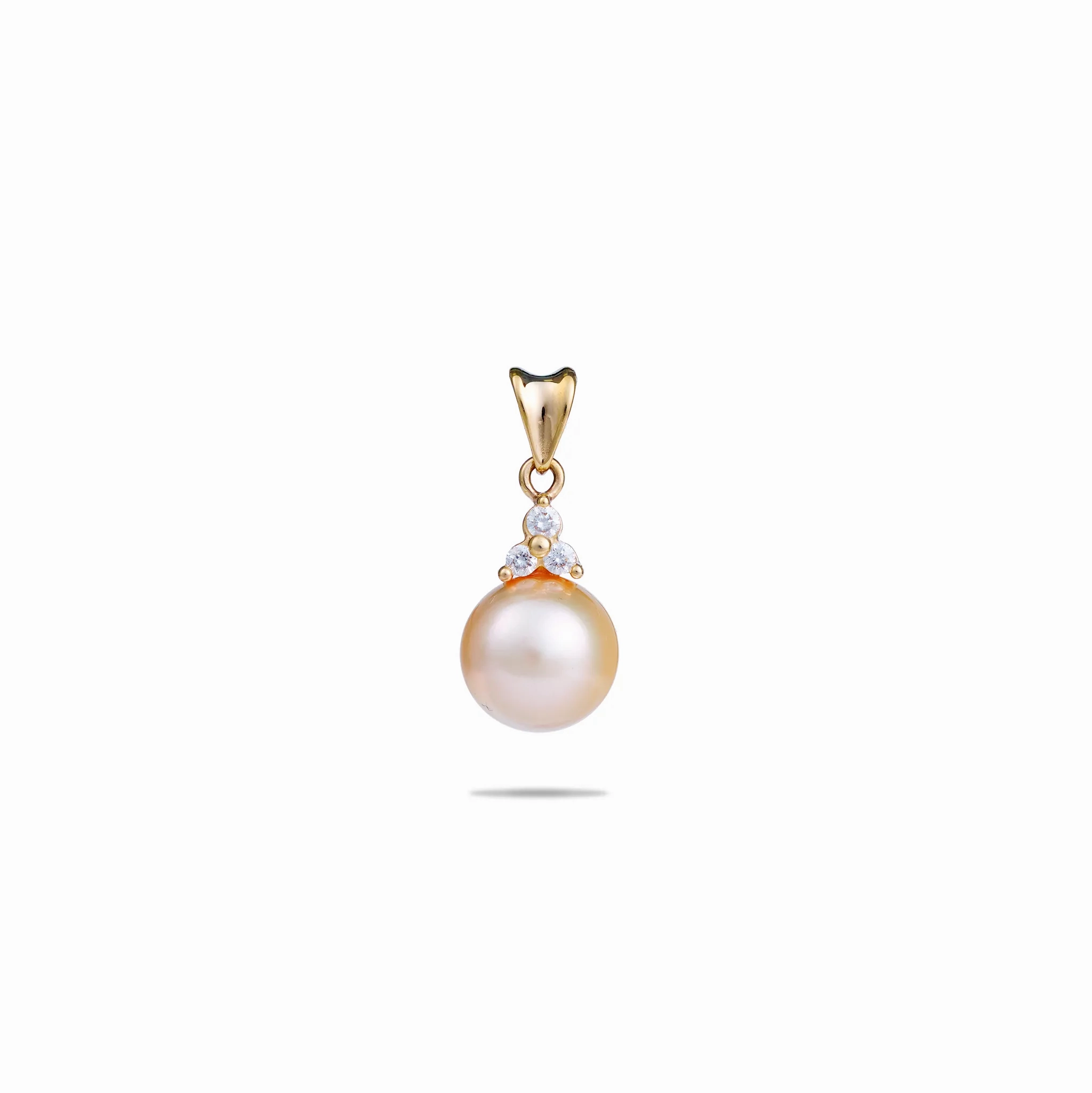South Sea Gold Pearl Pendant in Gold with Diamonds - 9-10mm