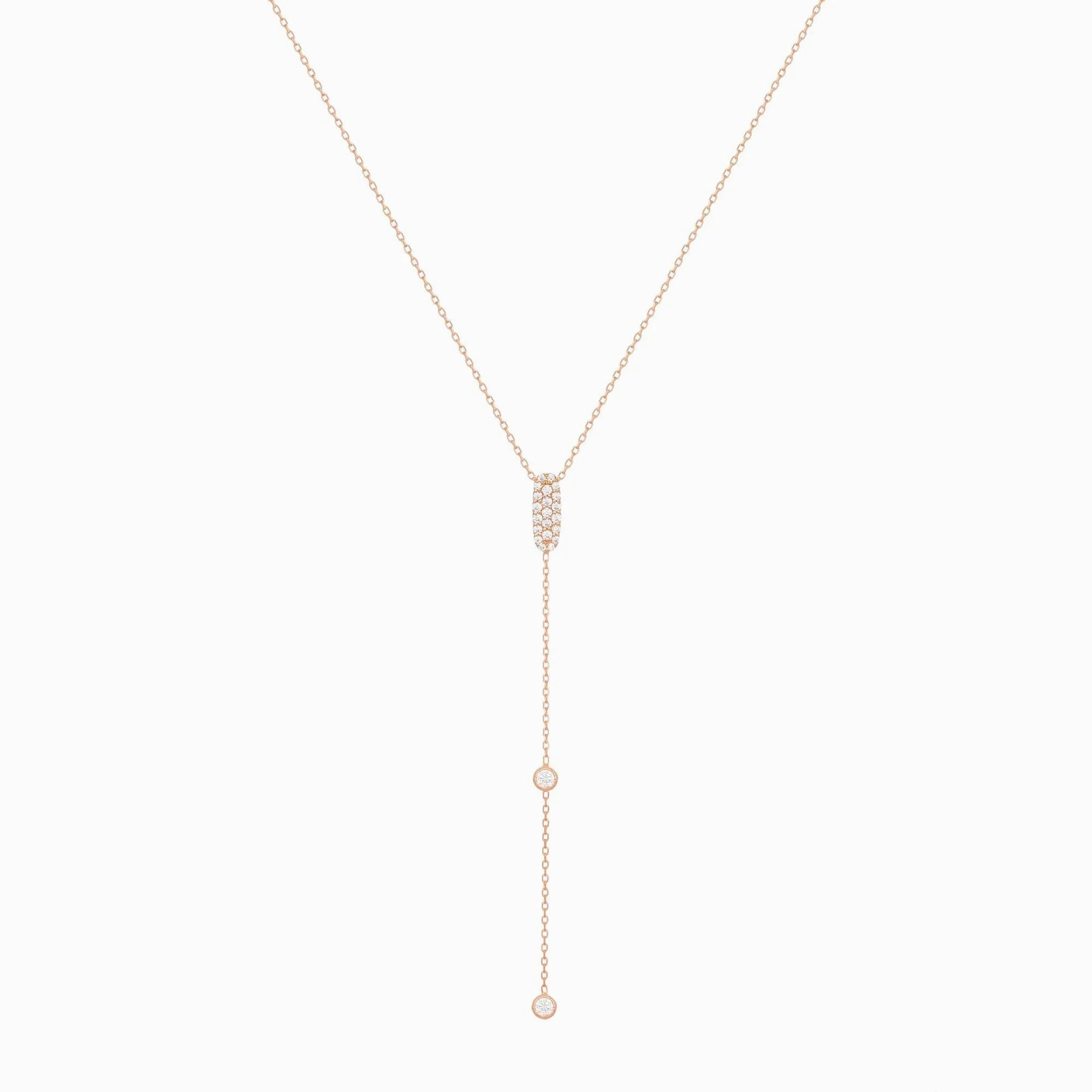 Sparkly Sparkly Lariat 18K Rose Gold Necklace w. Diamonds