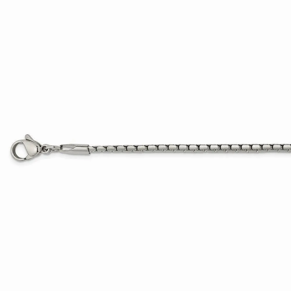 Stainless Steel 2.50mm Polished Fancy Box Chain