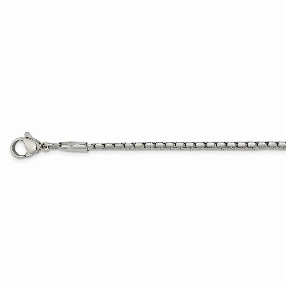 Stainless Steel 2.50mm Polished Fancy Box Chain