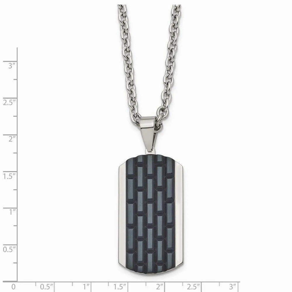 Stainless Steel Polished Black IP-plated Dog Tag Necklace