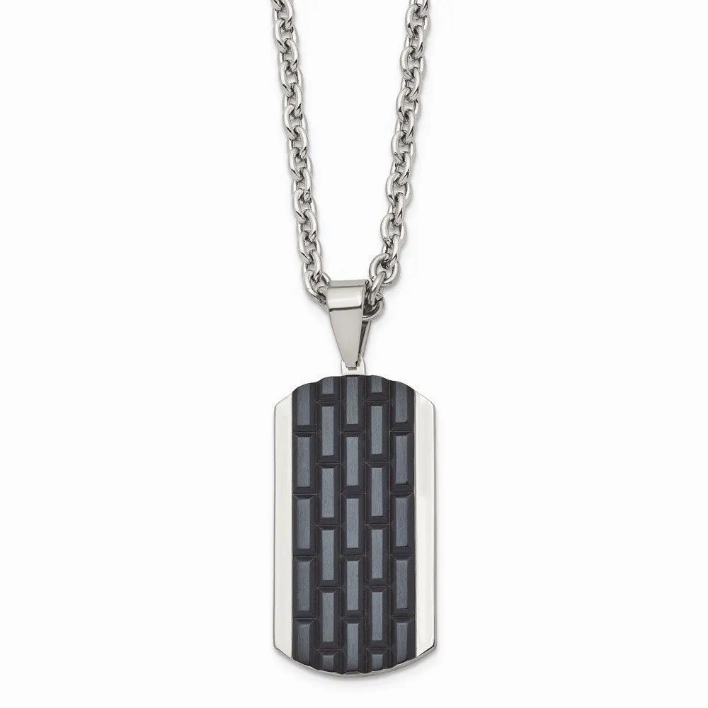 Stainless Steel Polished Black IP-plated Dog Tag Necklace