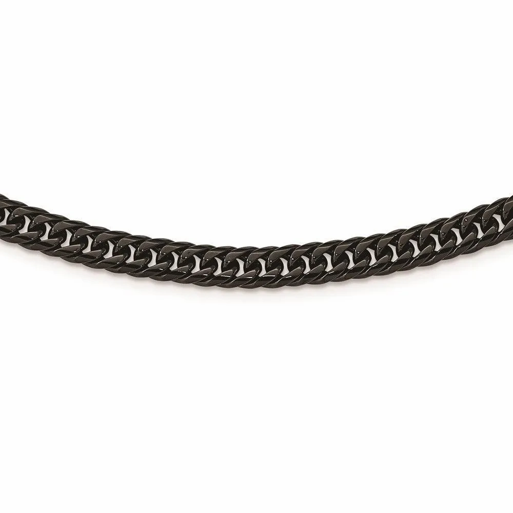 Stainless Steel Polished Black IP-plated Double Curb Chain Necklace