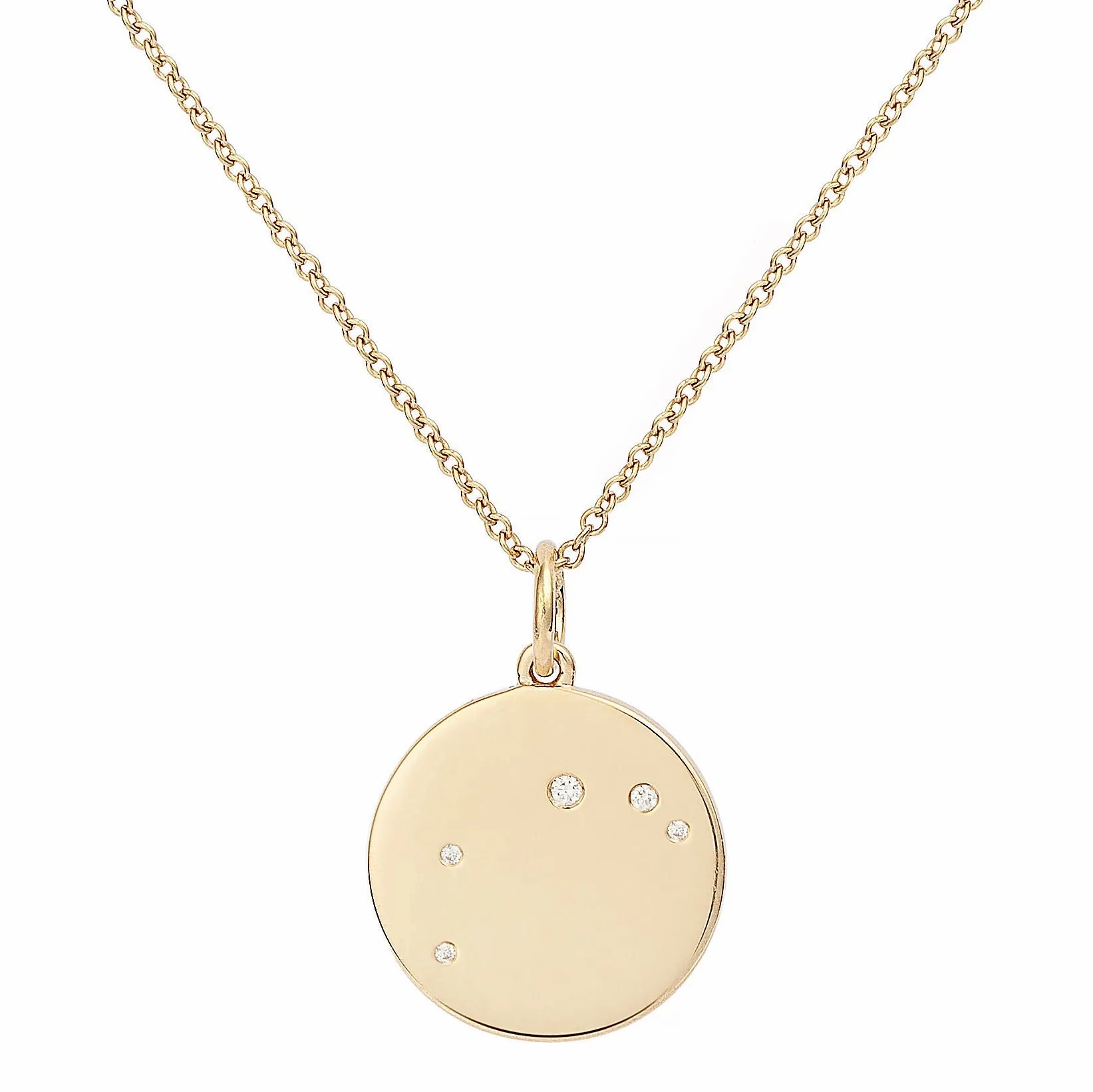 Star Badge Aries 18K Gold Necklace w. Diamonds