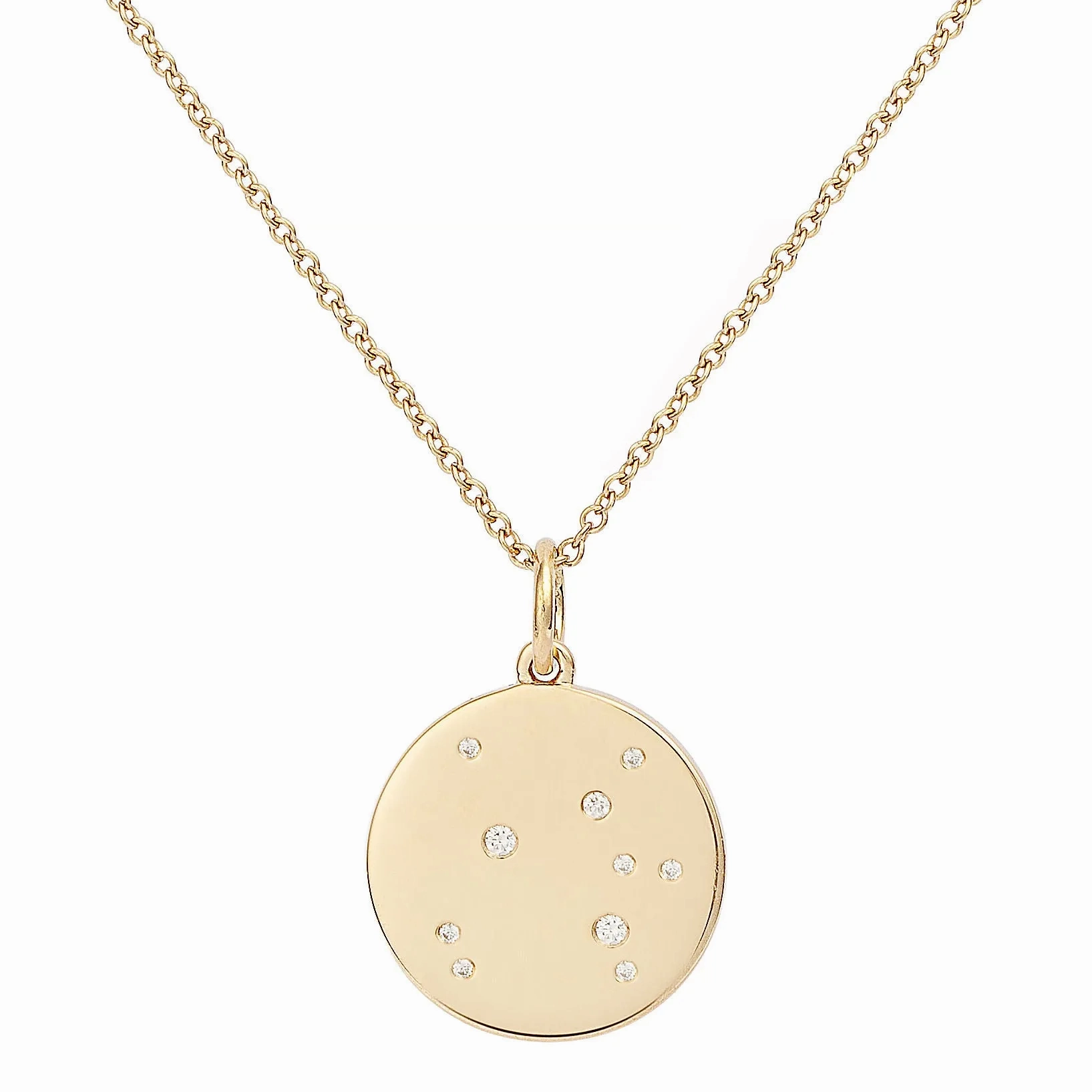 Star Badge Sagittarius 18K Gold Necklace w. Diamonds