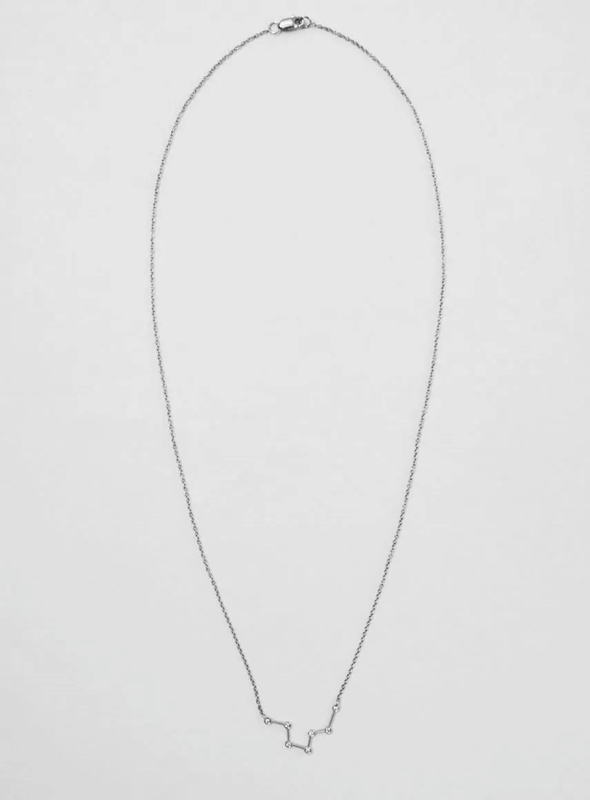 Star Sign Aquarius 18K Whitegold Necklace w. Diamond