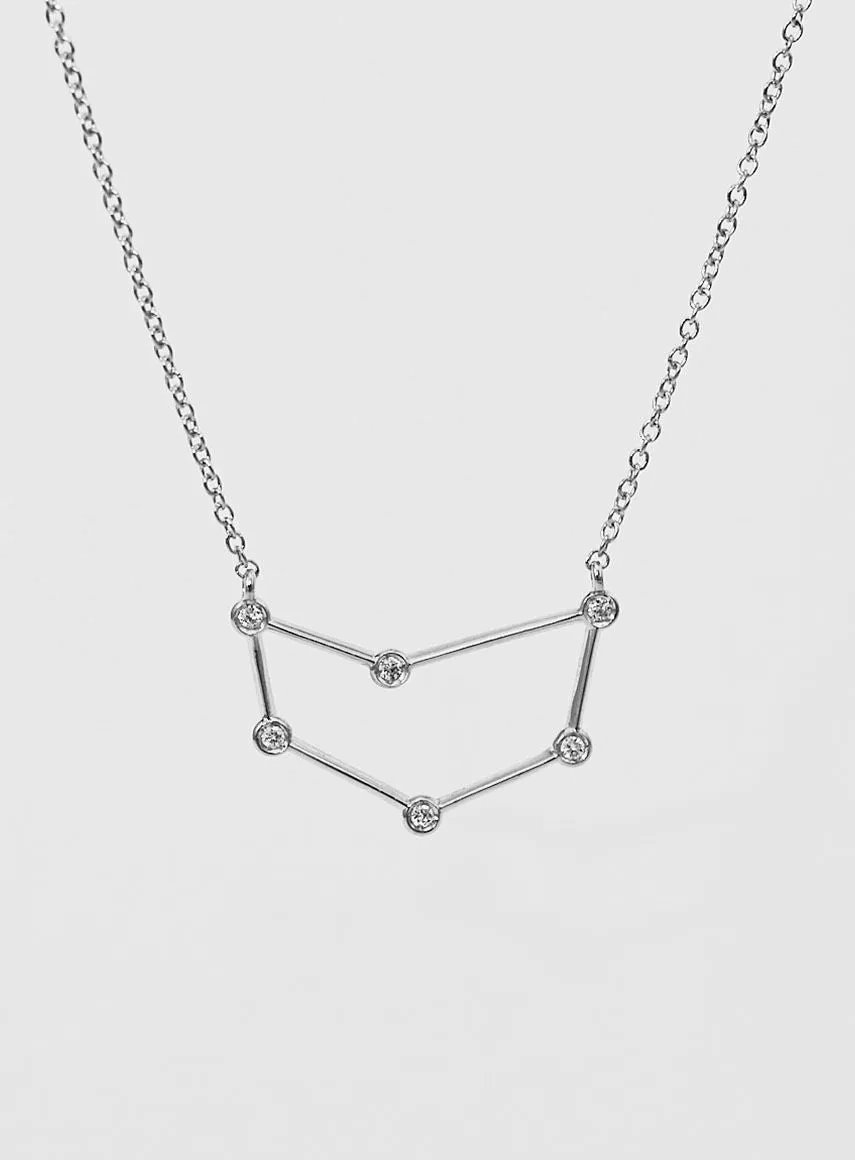 Star Sign Capricorn 18K Whitegold Necklace w. Diamond