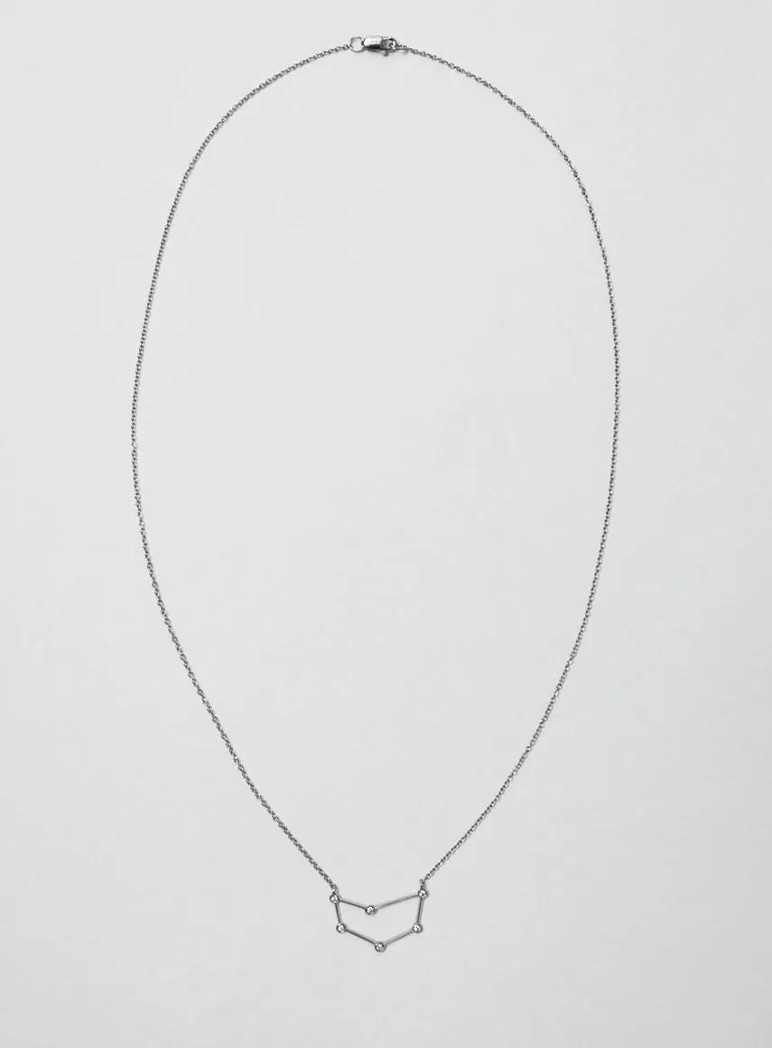 Star Sign Capricorn 18K Whitegold Necklace w. Diamond