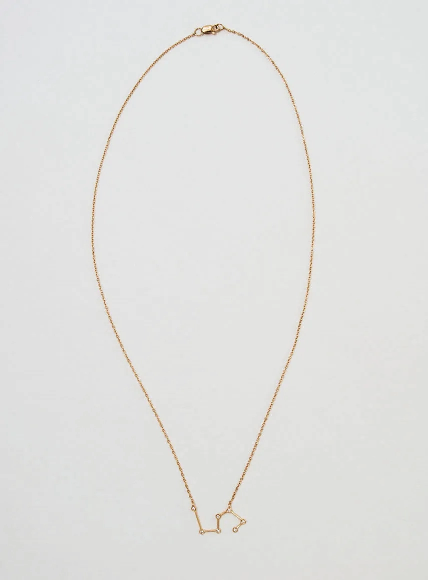 Star Sign Leo 18K Gold Necklace w. Diamond
