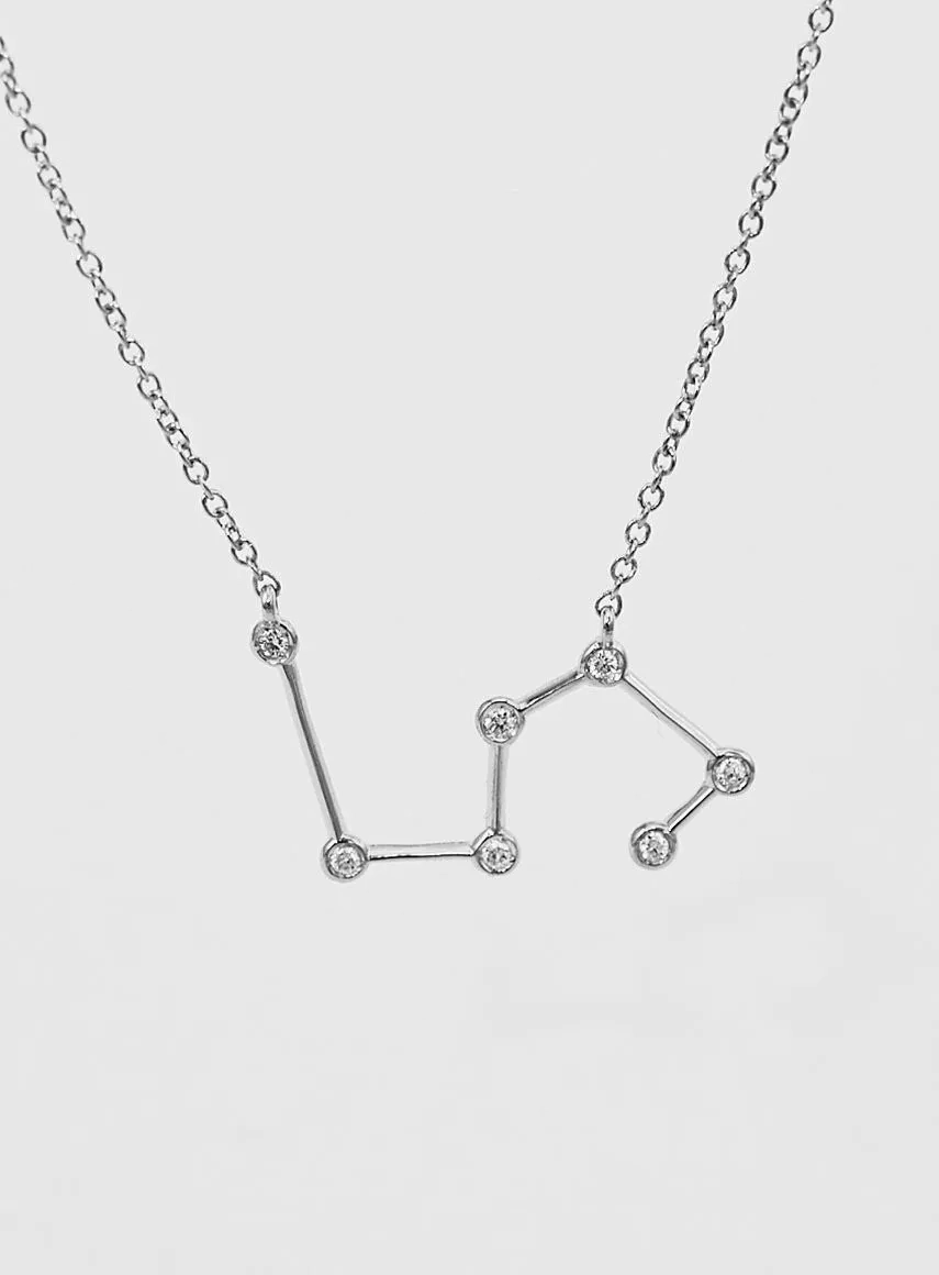 Star Sign Leo 18K Whitegold Necklace w. Diamond