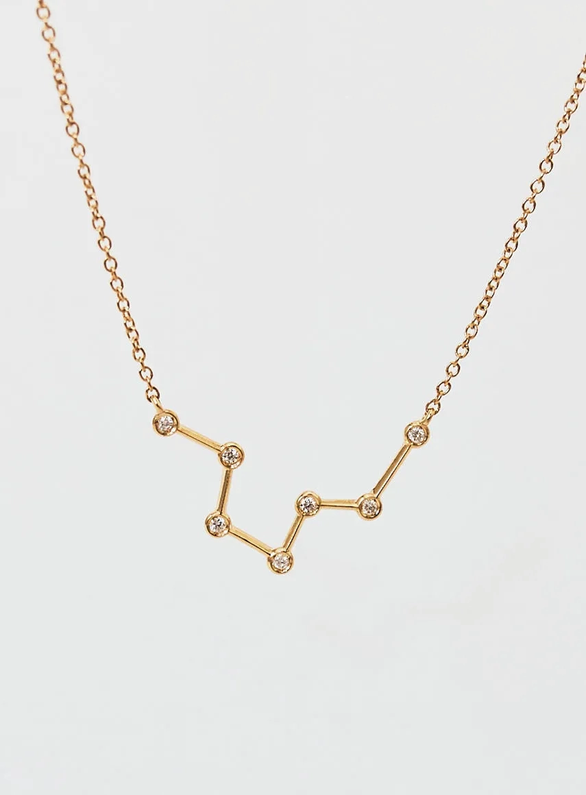 Star Sign Pisces White 18K Whitegold Necklace w. Diamond