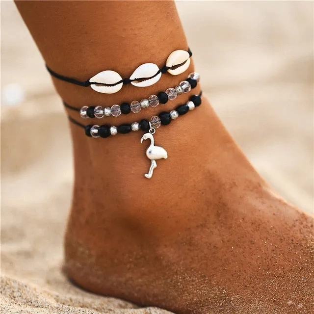 Starfish Pendant Anklets 2019 For Women New Stone Beads Shell Anklet Bohemian Bracelets On Leg BOHO Ocean Jewelry Drop Shipping