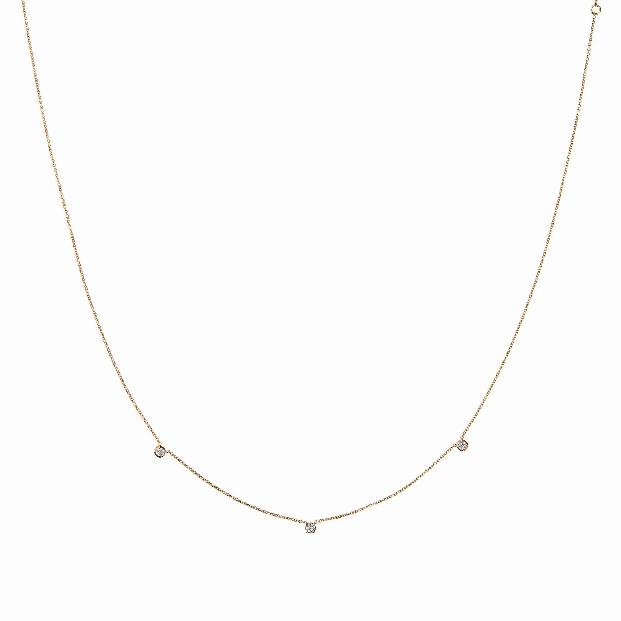 Stellar Three Star 18K Gold Necklace w. Diamonds