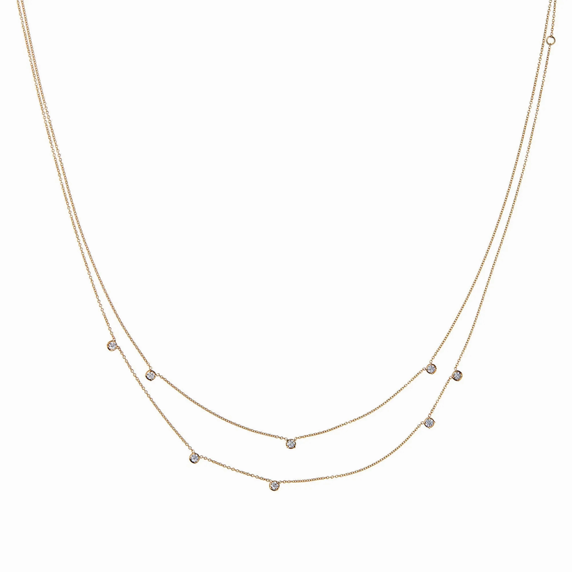 Stellar Three Star 18K Gold Necklace w. Diamonds