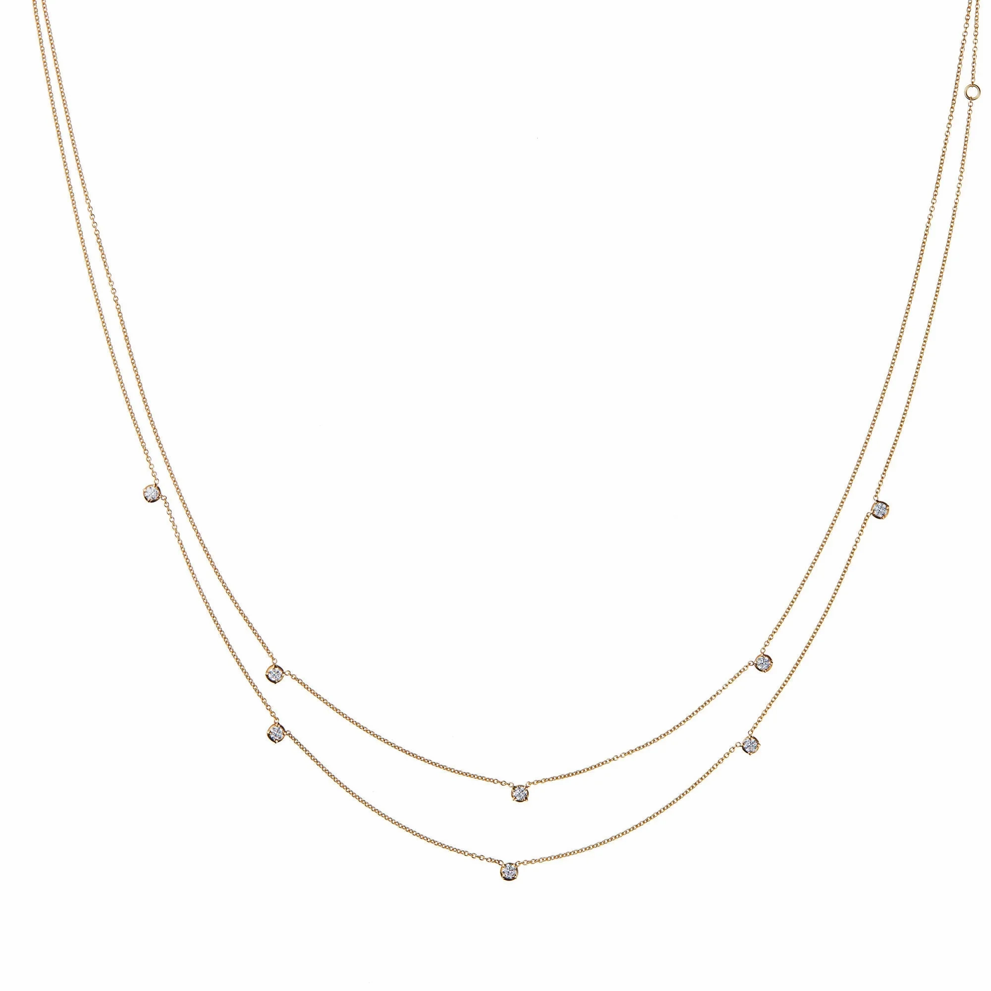 Stellar Three Star 18K Gold Necklace w. Diamonds