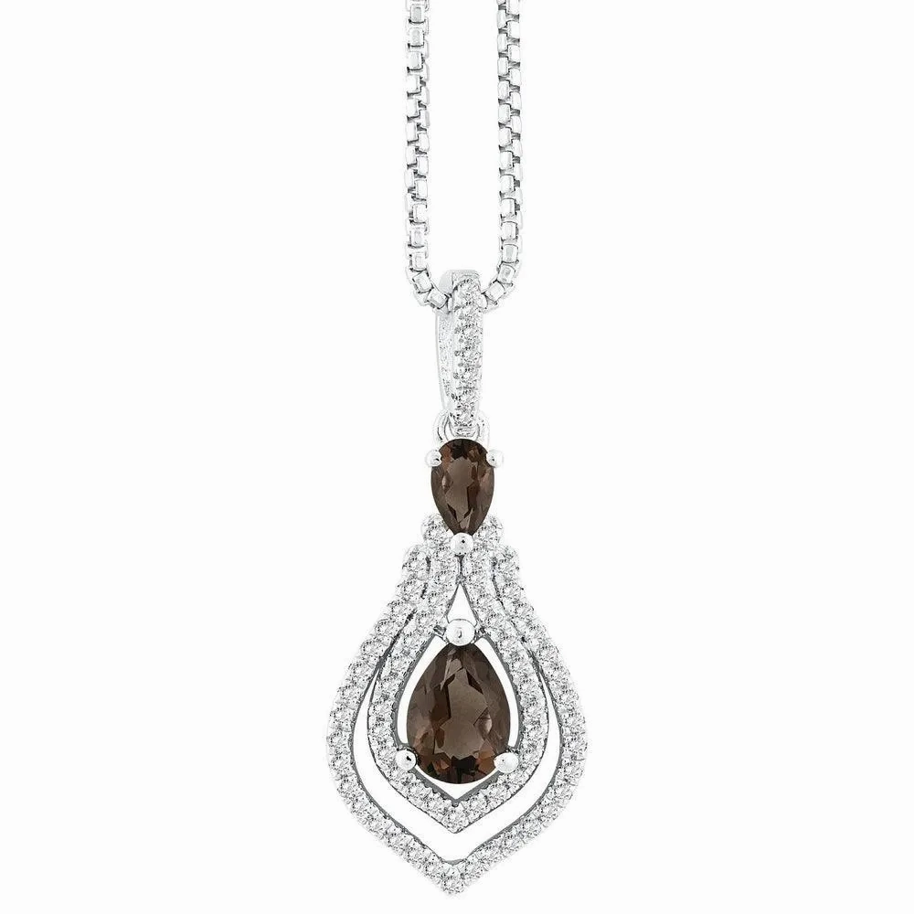 Sterling Silver .875cttw Double Pear with .552 ct White Topaz Necklace